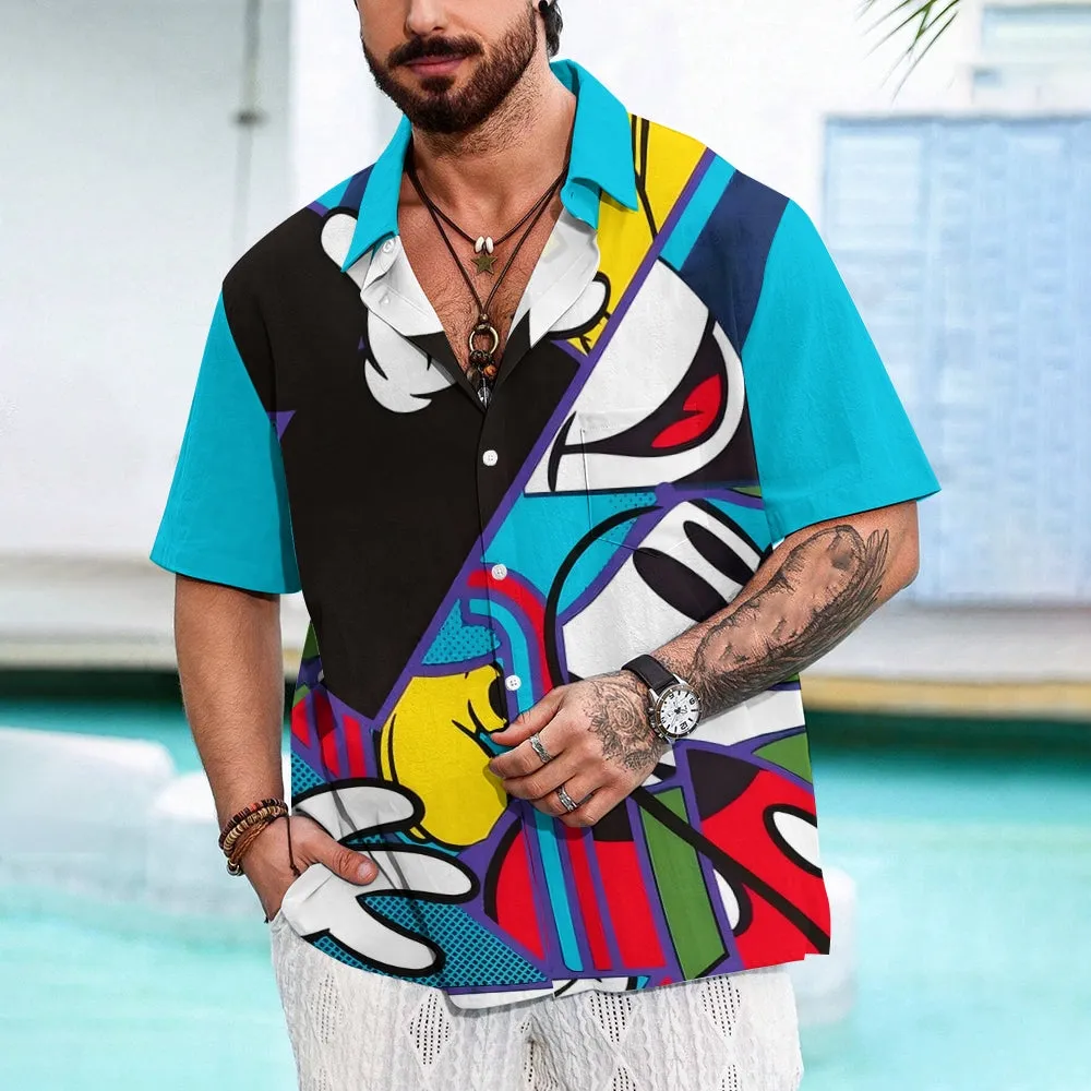 Abstract Colorful Cartoon Mouse Cartoon Print Casual Short Sleeve Shirt 2406002462