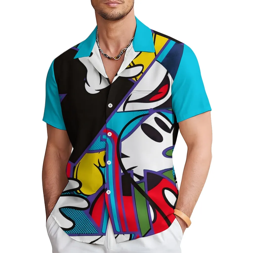 Abstract Colorful Cartoon Mouse Cartoon Print Casual Short Sleeve Shirt 2406002462