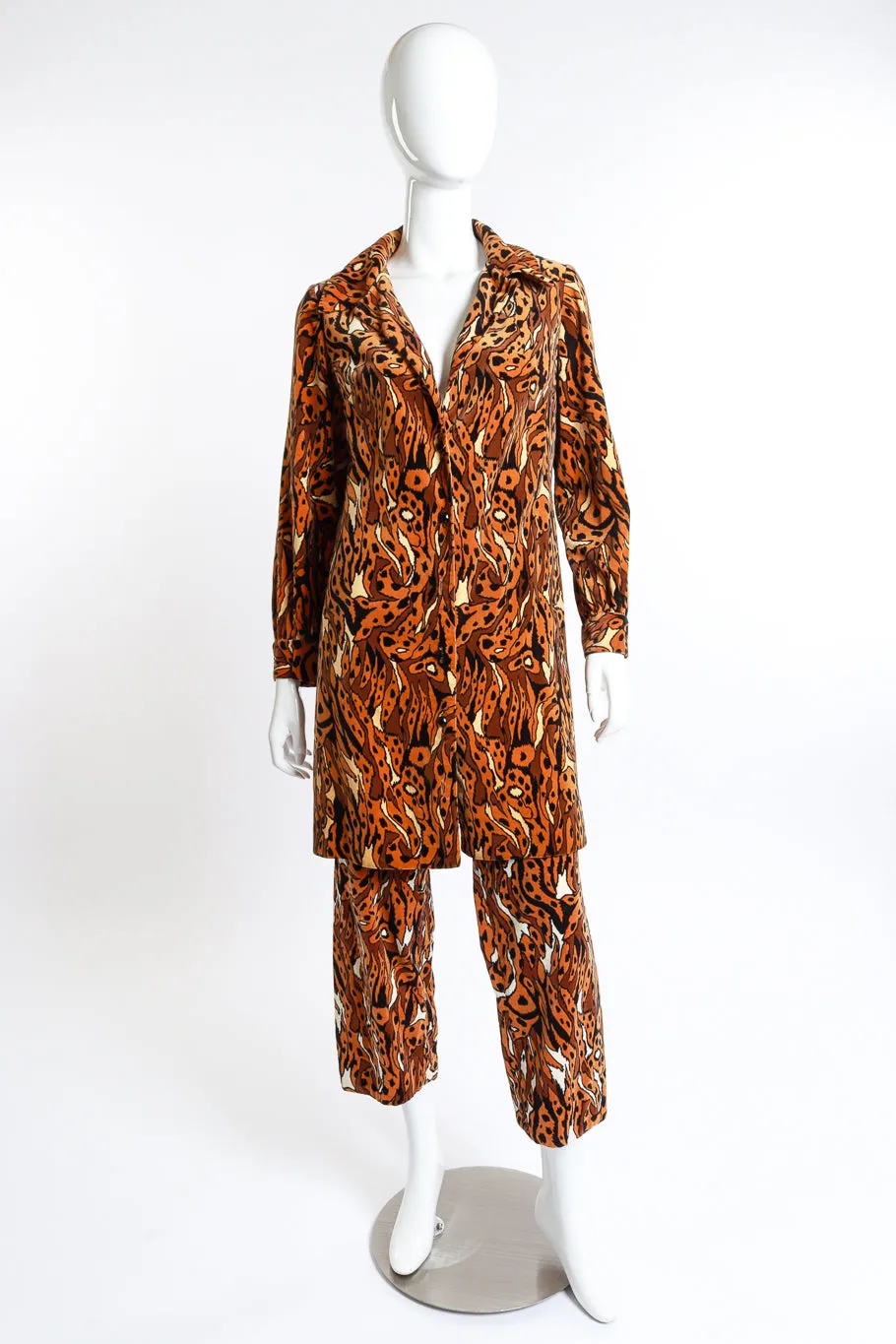Abstract Leopard Velvet Jacket and Pant Set