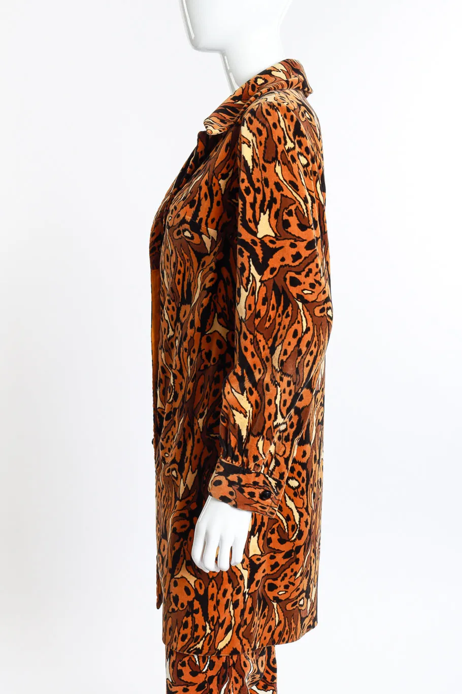 Abstract Leopard Velvet Jacket and Pant Set
