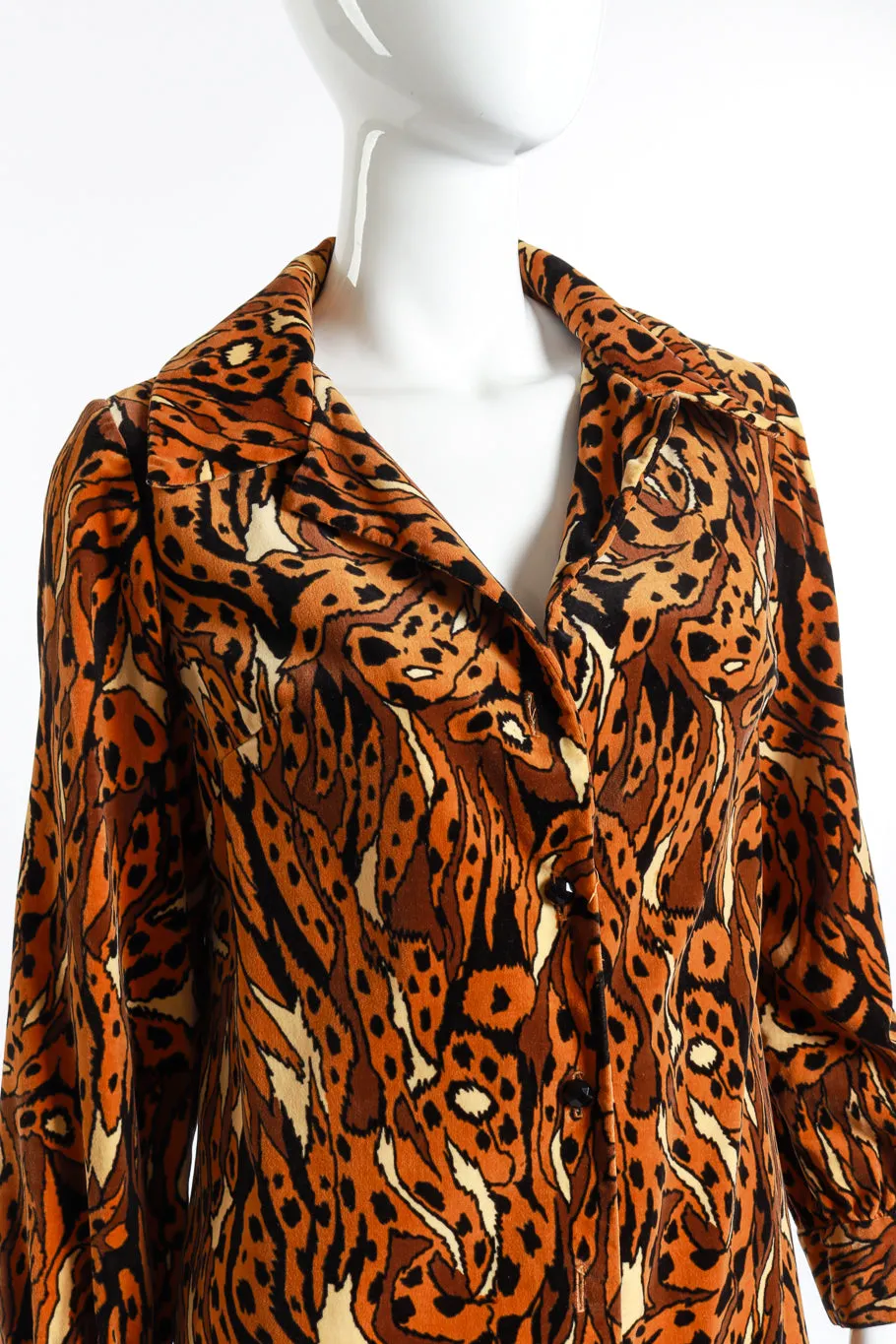 Abstract Leopard Velvet Jacket and Pant Set