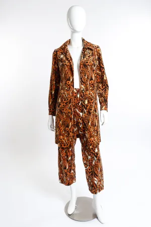 Abstract Leopard Velvet Jacket and Pant Set
