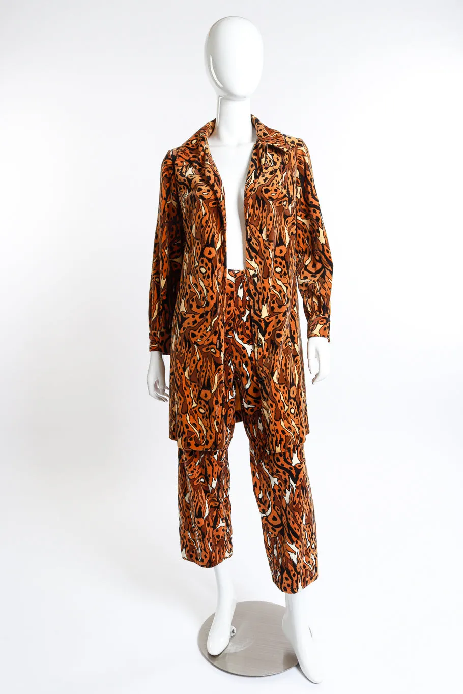 Abstract Leopard Velvet Jacket and Pant Set