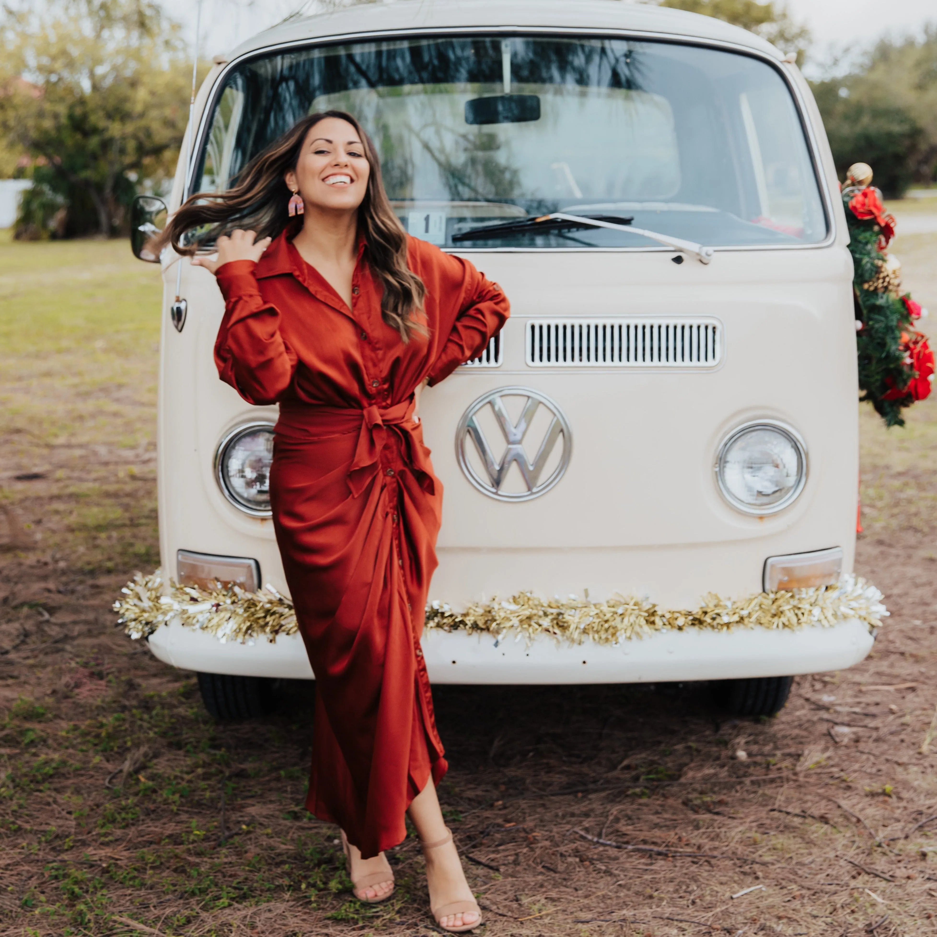 Addicted To Cognac Satin Dress