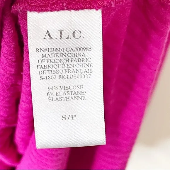 A.L.C. Pink Fuchsia Ribbed Sleeveless Bea Asymmetrical Dress Size Small