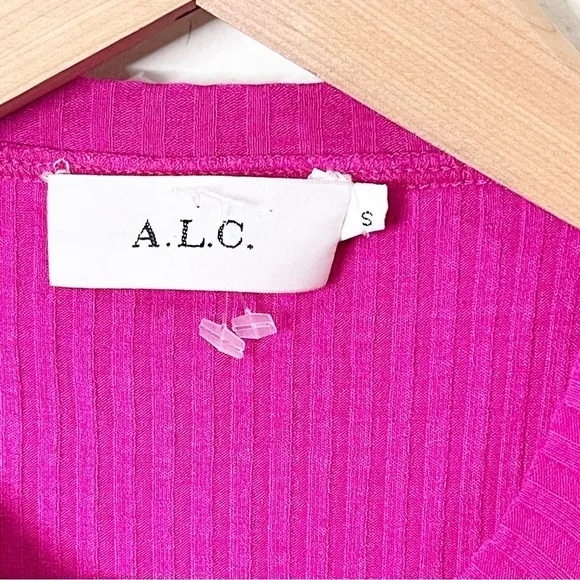 A.L.C. Pink Fuchsia Ribbed Sleeveless Bea Asymmetrical Dress Size Small