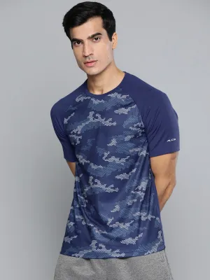 Alcis Men Self Design Blue Tshirts