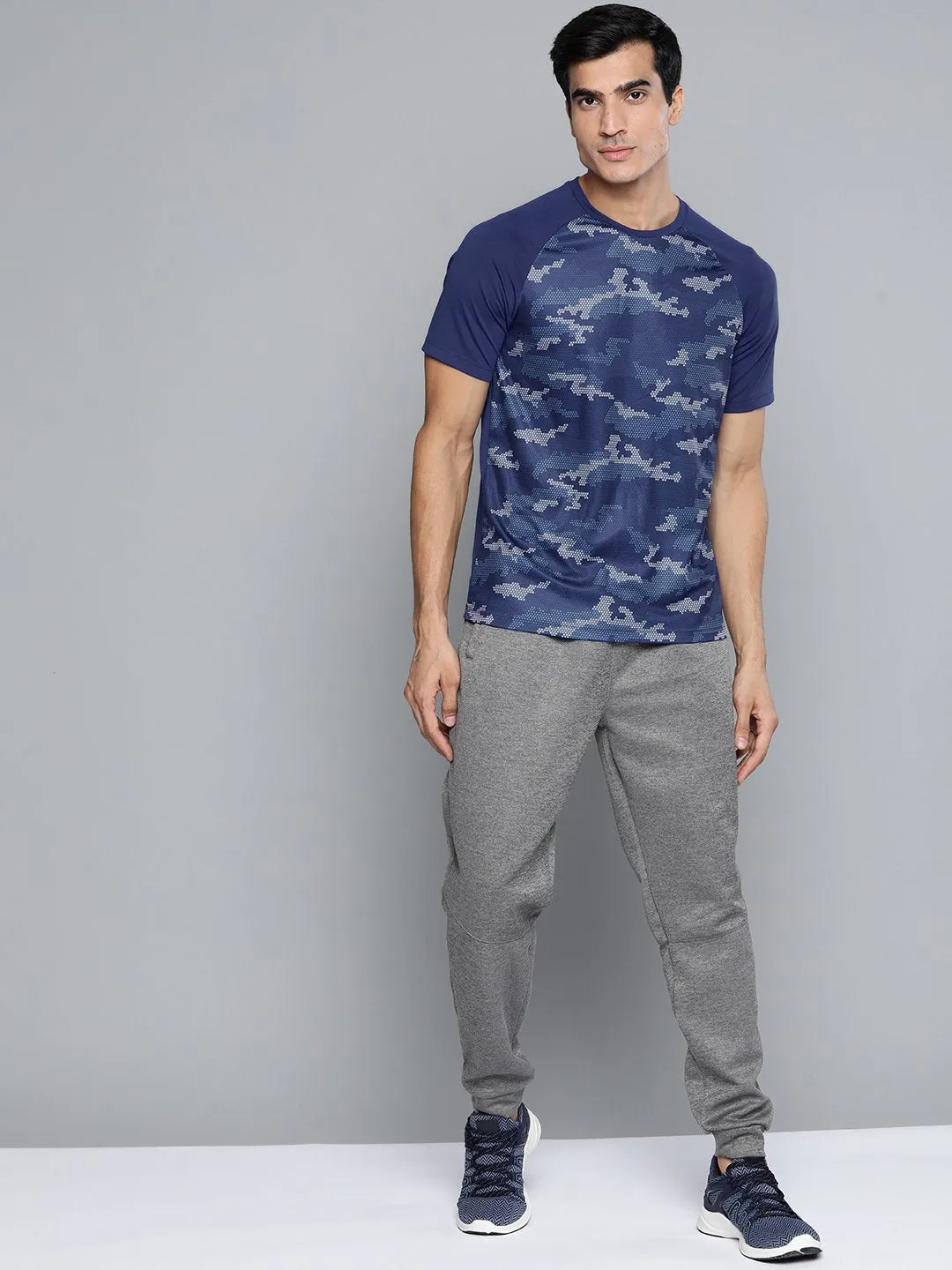 Alcis Men Self Design Blue Tshirts