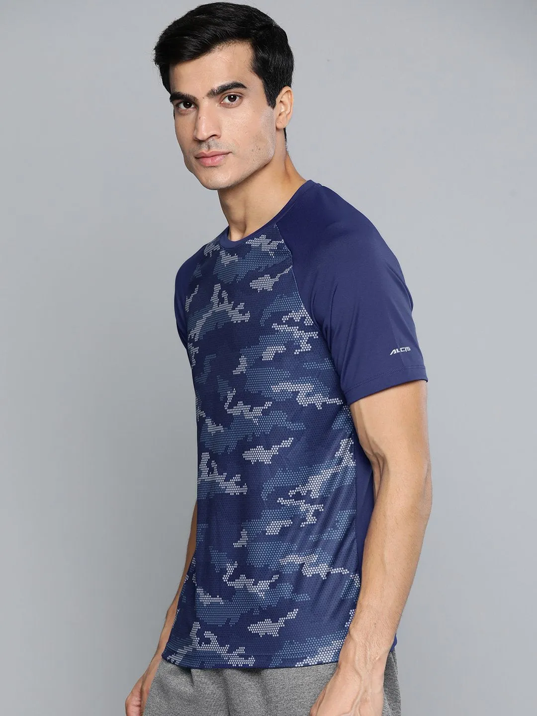 Alcis Men Self Design Blue Tshirts