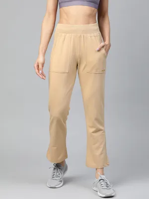 Alcis Women Beige Straight Fit Solid Outdoor Joggers