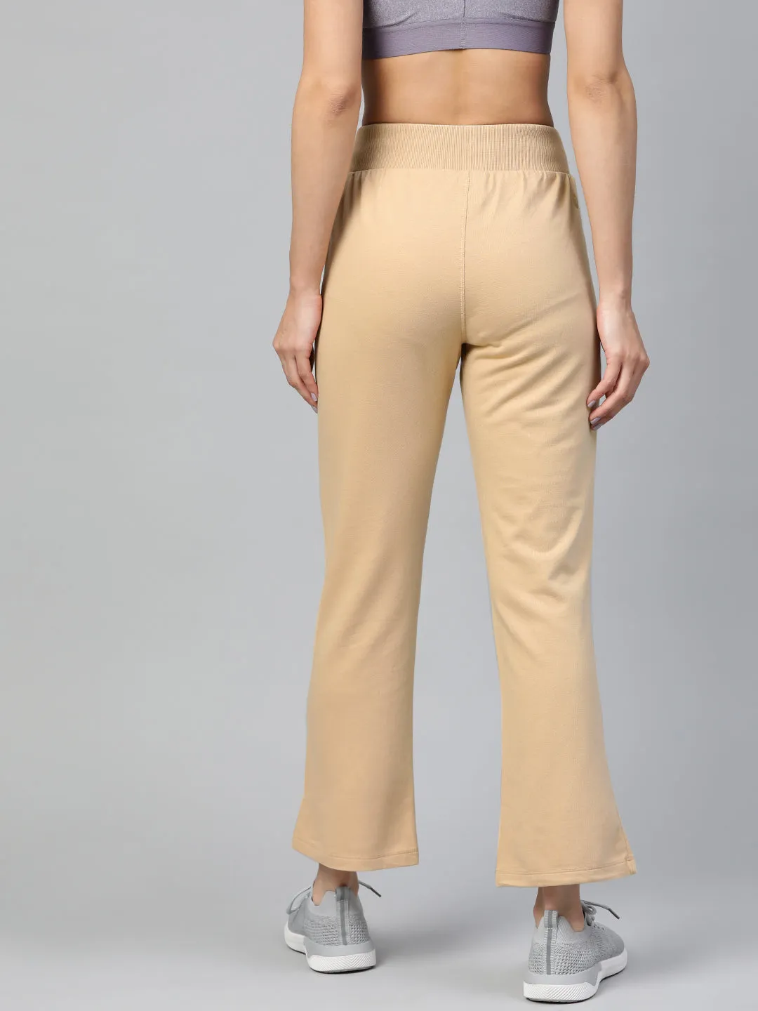 Alcis Women Beige Straight Fit Solid Outdoor Joggers