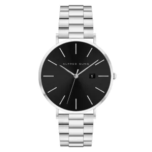 Alfred Sung Metropolitan Date Black Dial Silver Bracelet watch