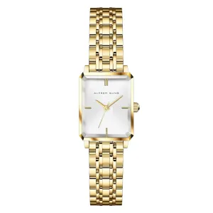 Alfred Sung Octavia Sunray White Dial Gold Bracelet Ladies watch
