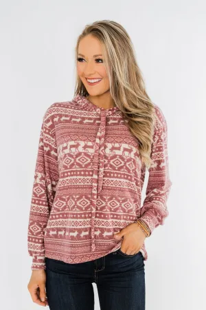 All The Reindeer Hoodie- Dusty Mauve
