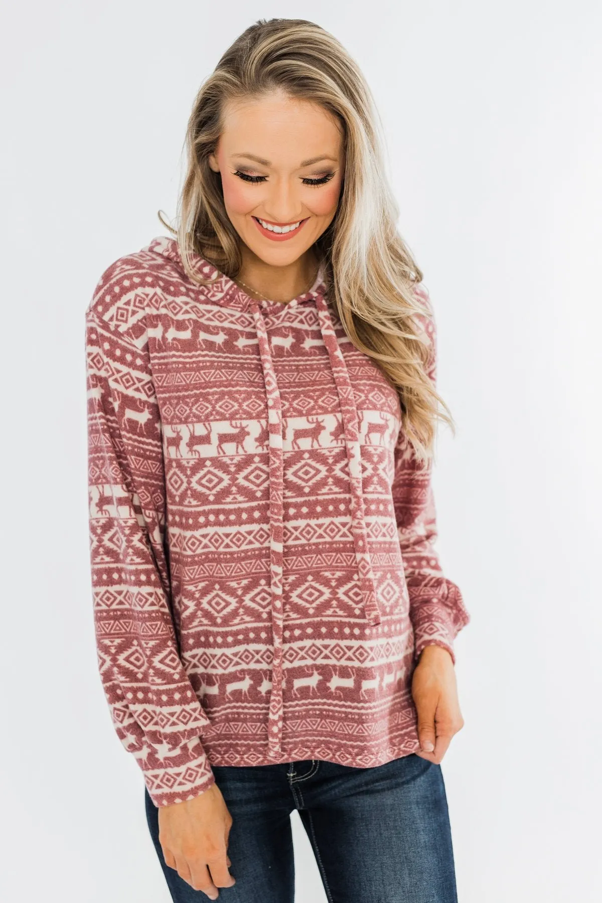 All The Reindeer Hoodie- Dusty Mauve