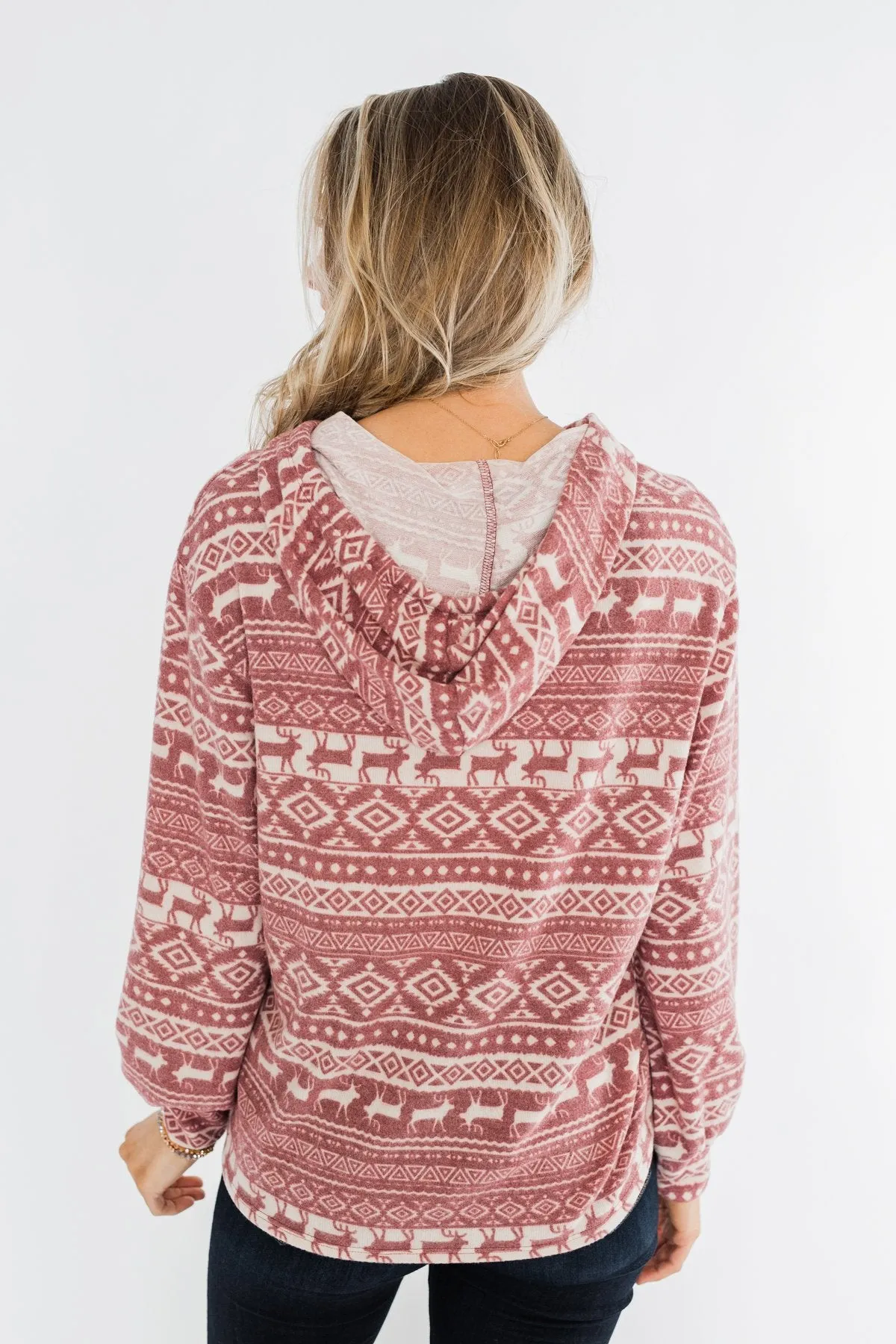 All The Reindeer Hoodie- Dusty Mauve