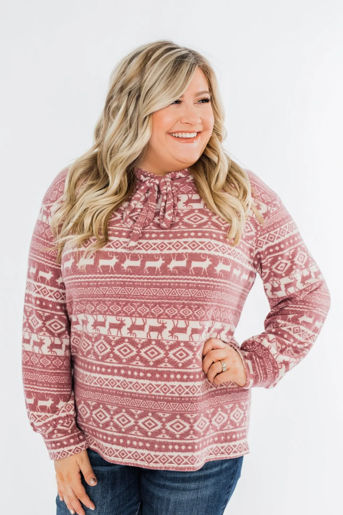 All The Reindeer Hoodie- Dusty Mauve