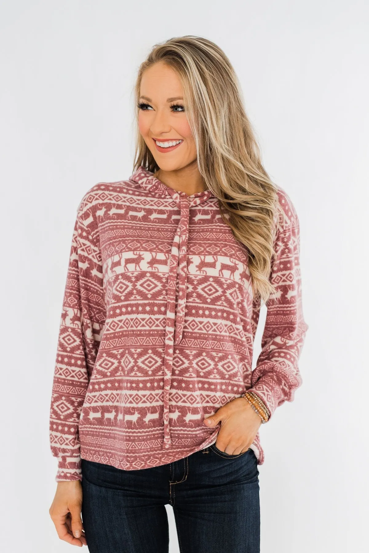 All The Reindeer Hoodie- Dusty Mauve