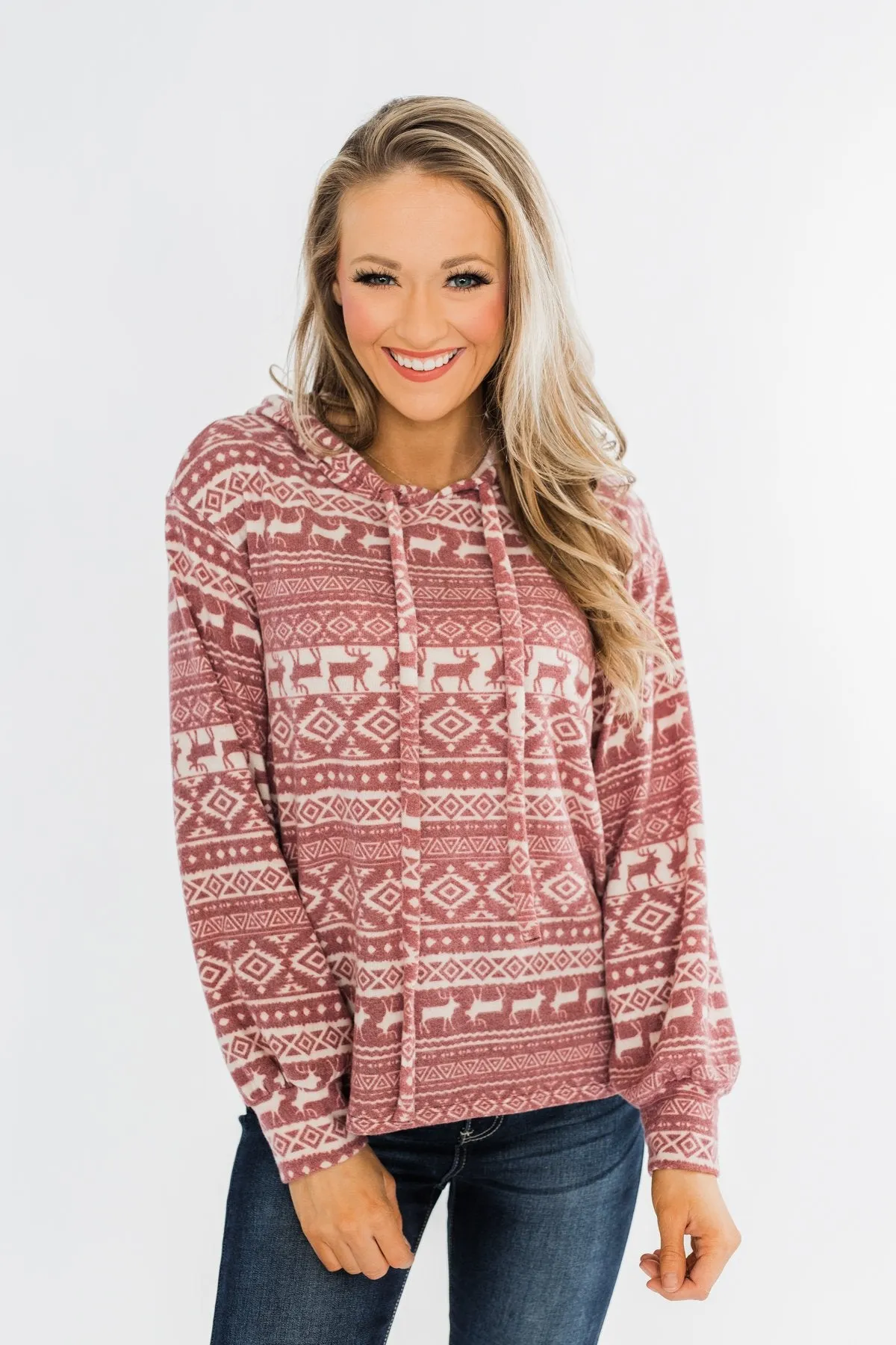 All The Reindeer Hoodie- Dusty Mauve