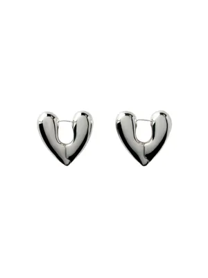 Annika Inez Large Heart Hoops in Silver