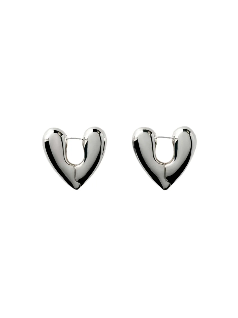 Annika Inez Large Heart Hoops in Silver