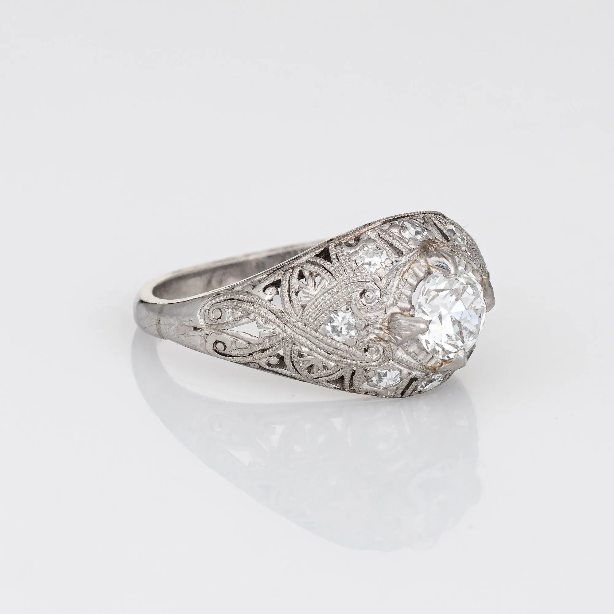 Antique Edwardian 0.55ct Diamond Engagement Ring Vintage Platinum Bridal Jewelry