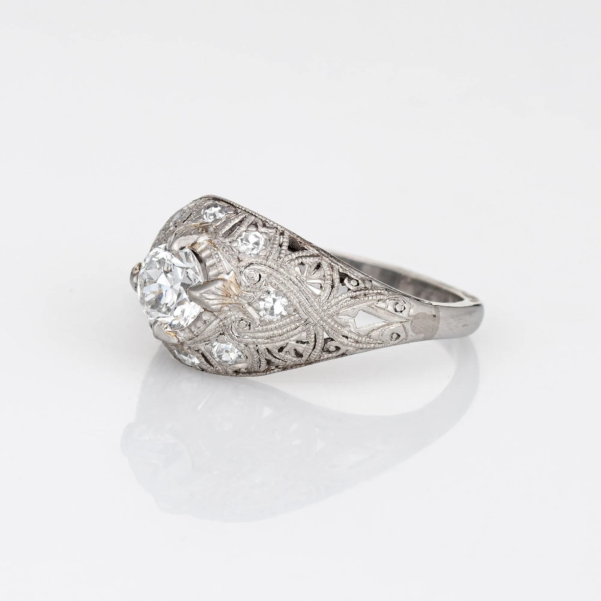 Antique Edwardian 0.55ct Diamond Engagement Ring Vintage Platinum Bridal Jewelry