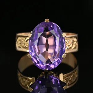 Antique Edwardian 7 Ct Natural Amethyst Solitaire Ring in Gold
