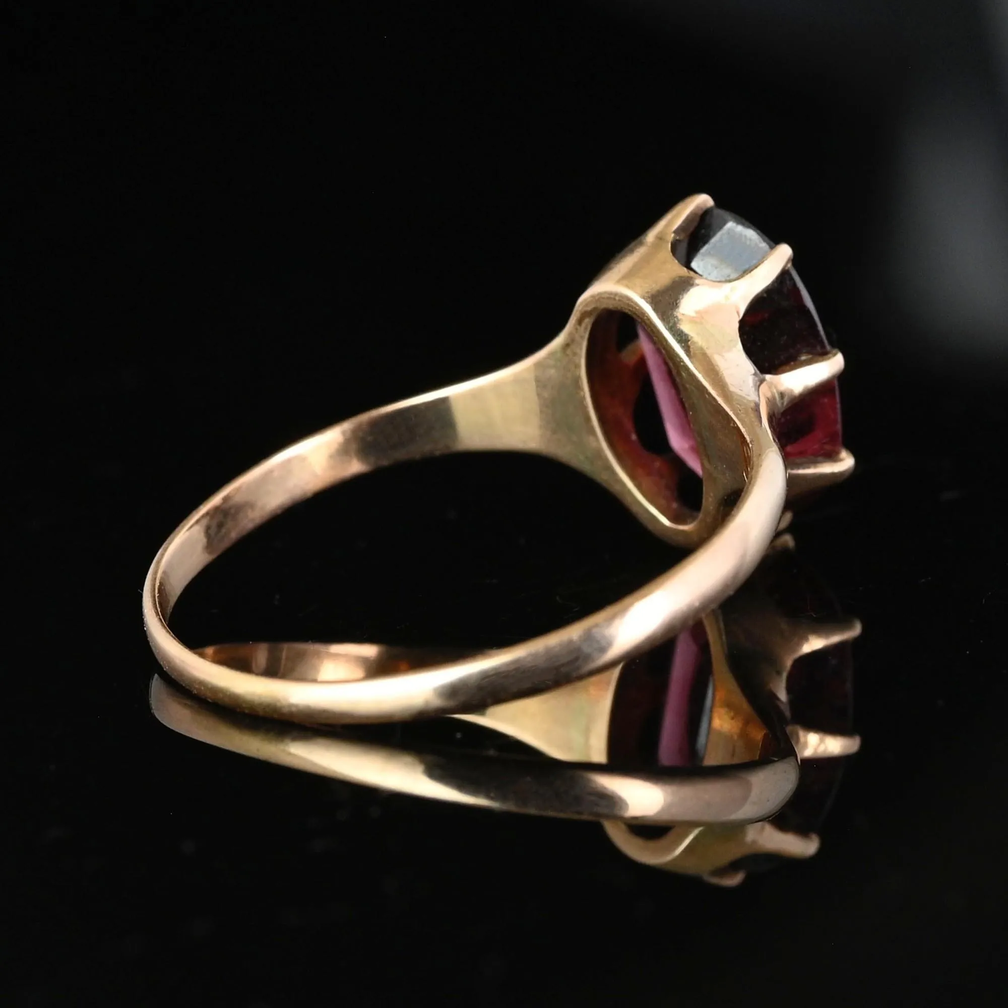 Antique Edwardian Oval Solitaire Rhodolite Garnet Ring