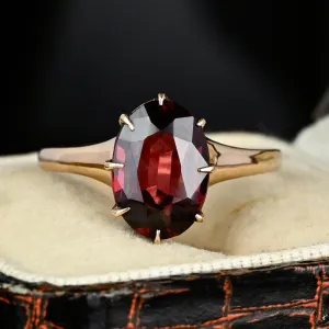 Antique Edwardian Oval Solitaire Rhodolite Garnet Ring