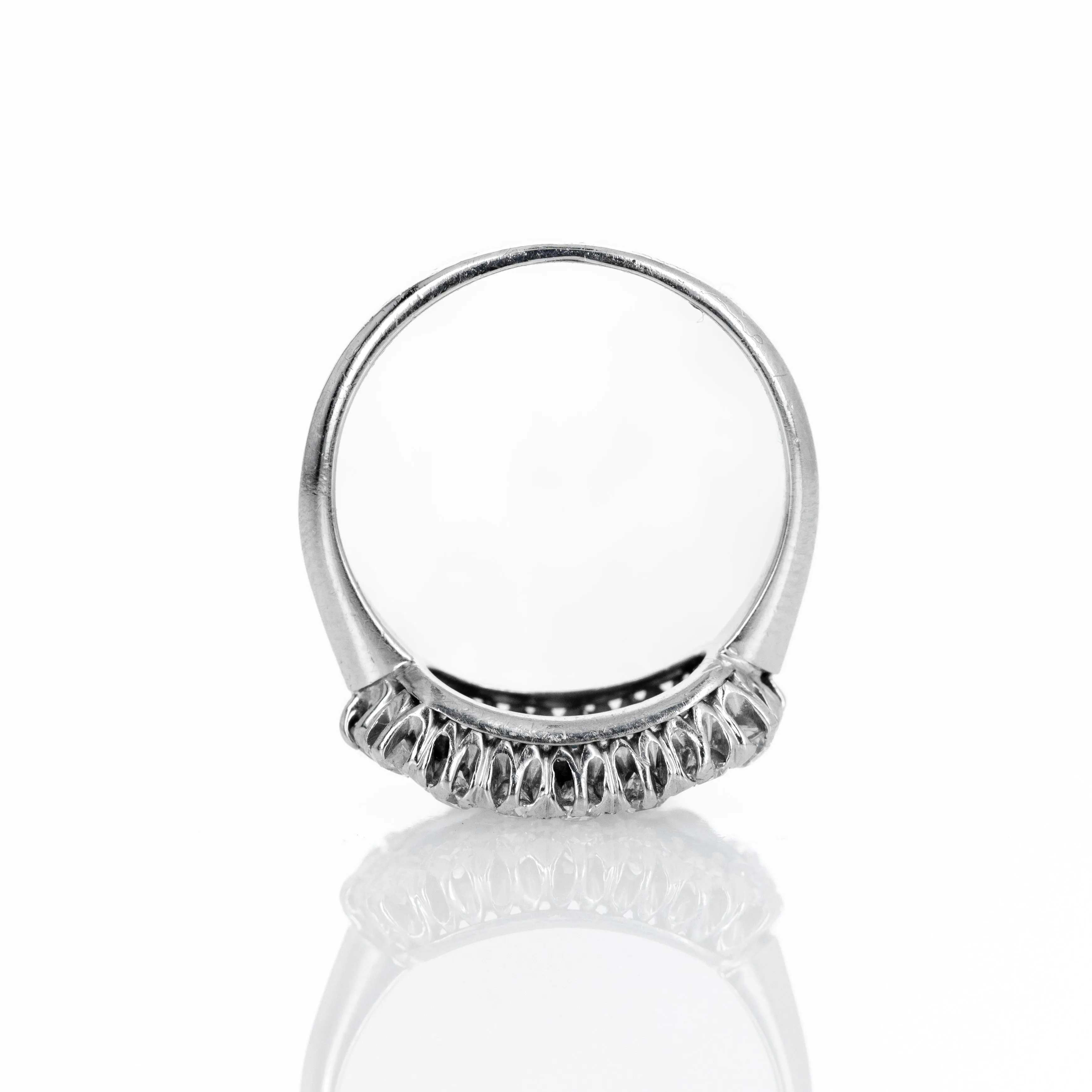 Antique Edwardian Platinum Sapphire Three Stone Diamond Ring Dated 1915