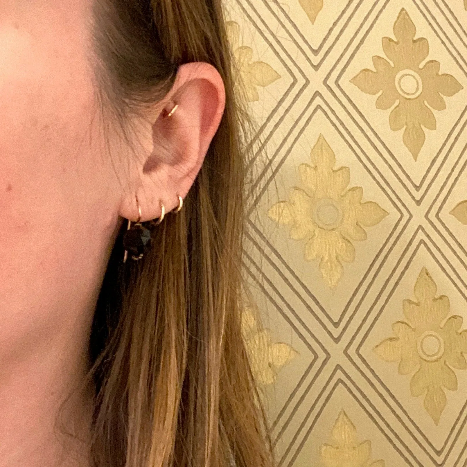 Antique Faceted Onyx Earbobs