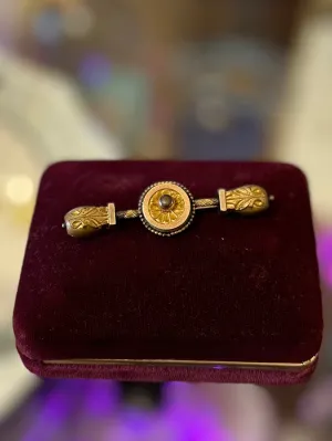 Antique Late 19th Century Victorian Gold Filled Bar Pin circa 1890s Mourning Era