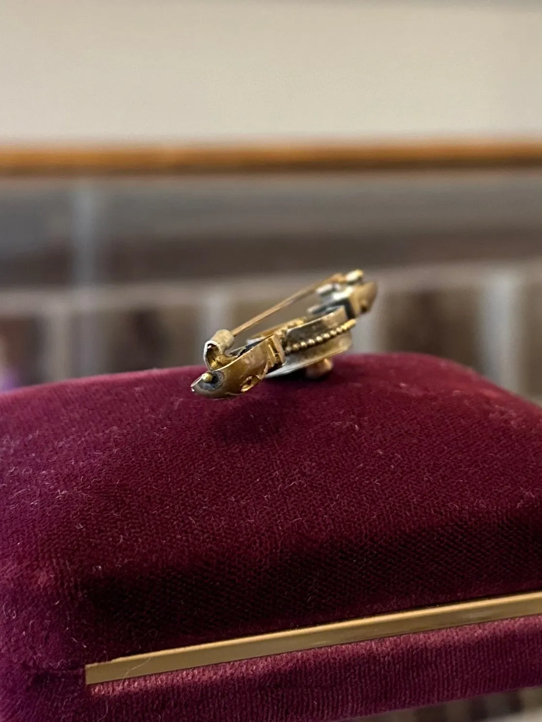 Antique Late 19th Century Victorian Gold Filled Bar Pin circa 1890s Mourning Era