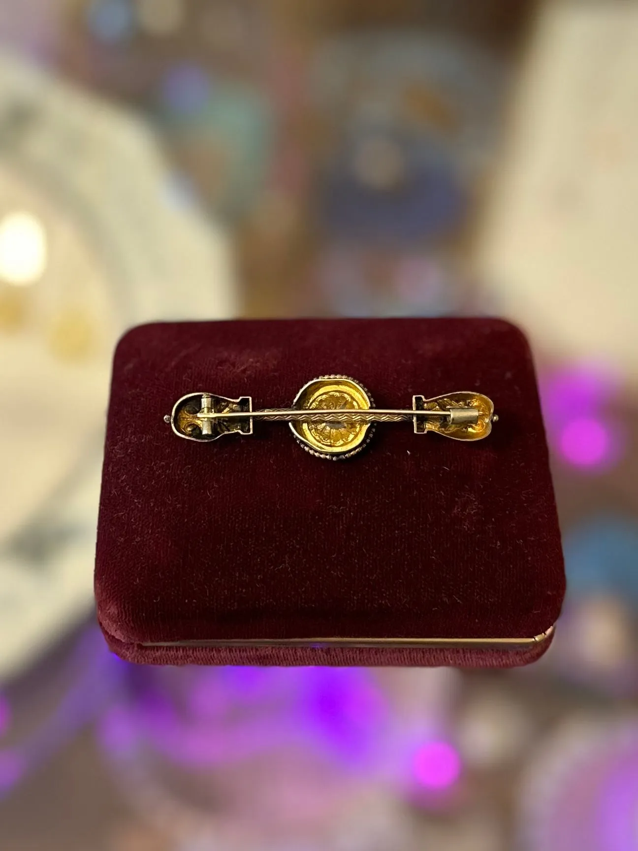 Antique Late 19th Century Victorian Gold Filled Bar Pin circa 1890s Mourning Era