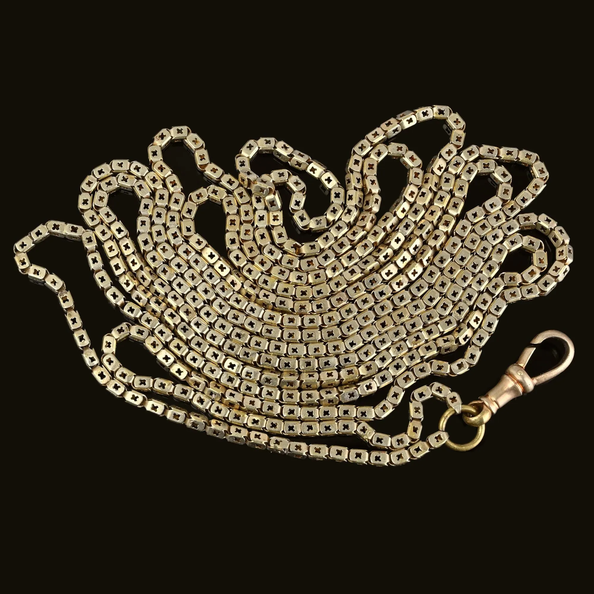 Antique Pierced Star Victorian Muff Guard Chain Necklace