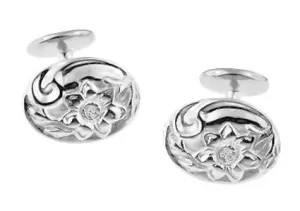 Antique Style Victorian Sunflower Cufflinks in Sterling Silver