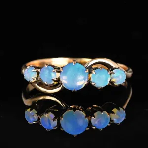 Antique Victorian 10K Gold Five Stone Opal Ring