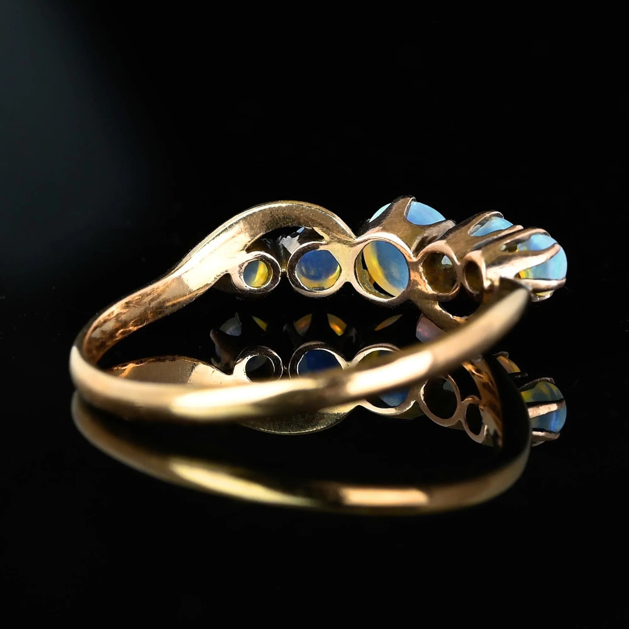 Antique Victorian 10K Gold Five Stone Opal Ring