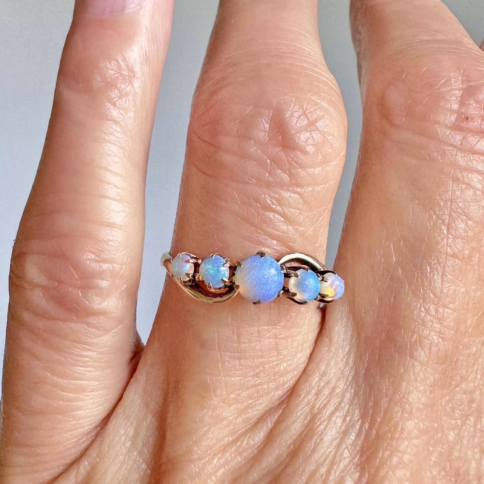 Antique Victorian 10K Gold Five Stone Opal Ring