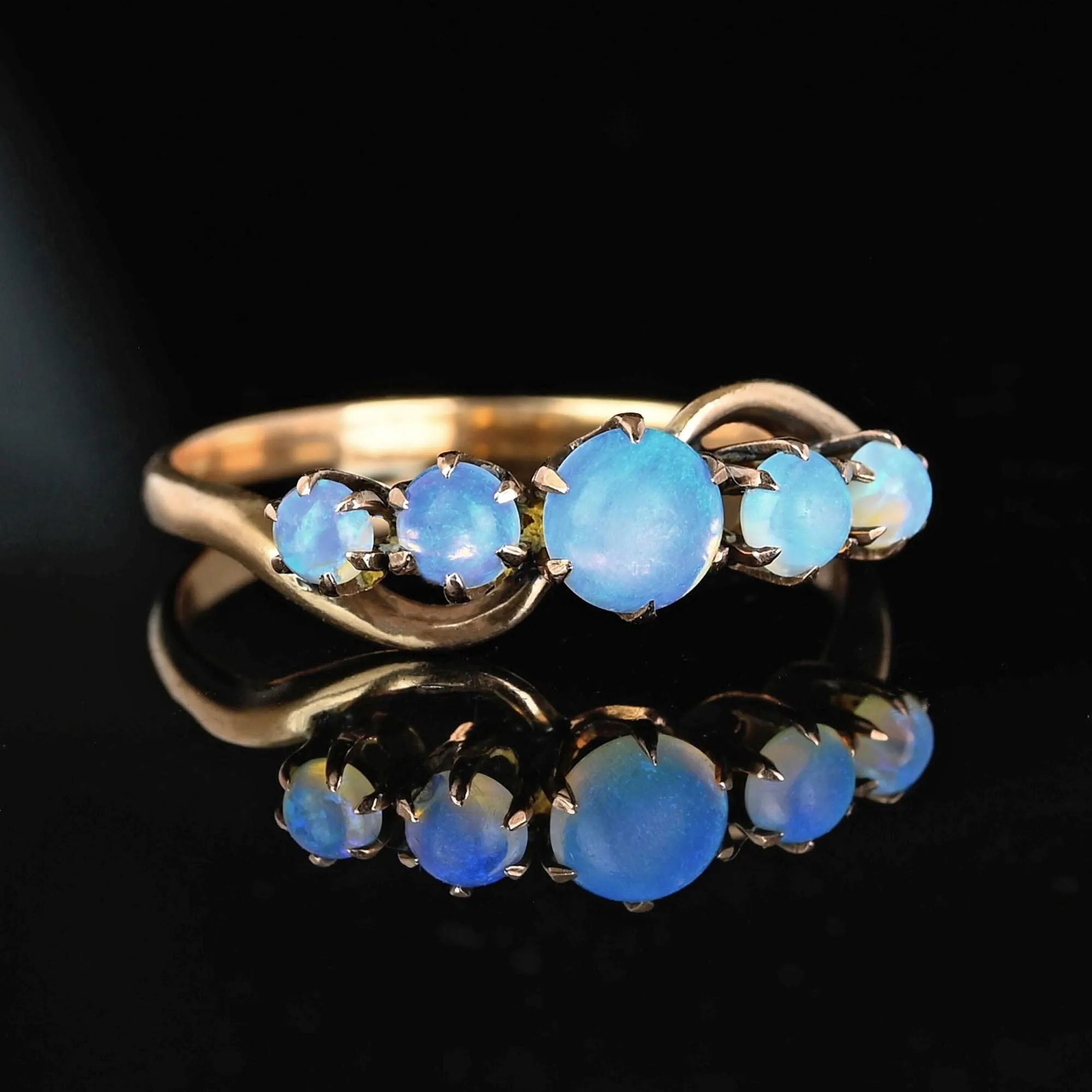 Antique Victorian 10K Gold Five Stone Opal Ring