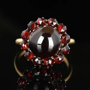 Antique Victorian 14K Gold Garnet Cabochon Ring