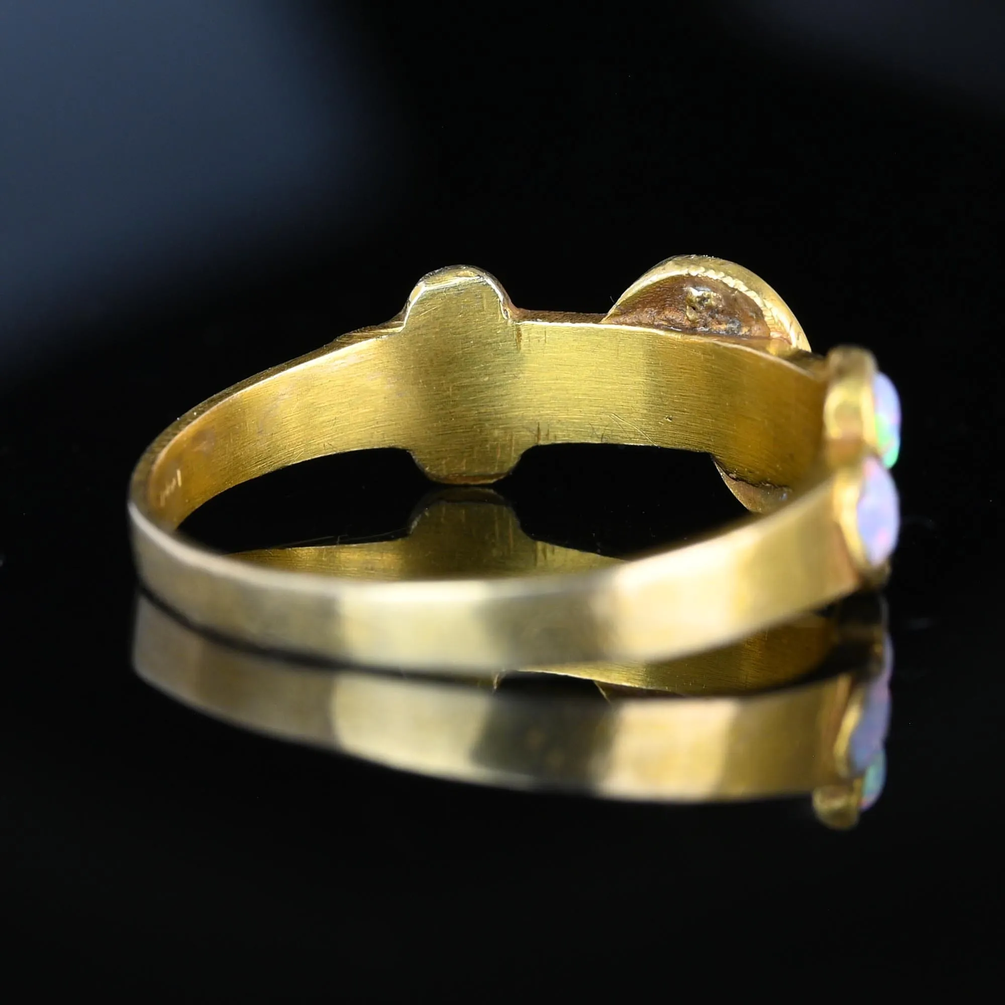 Antique Victorian 14K Gold Half Hoop Opal Ring Band