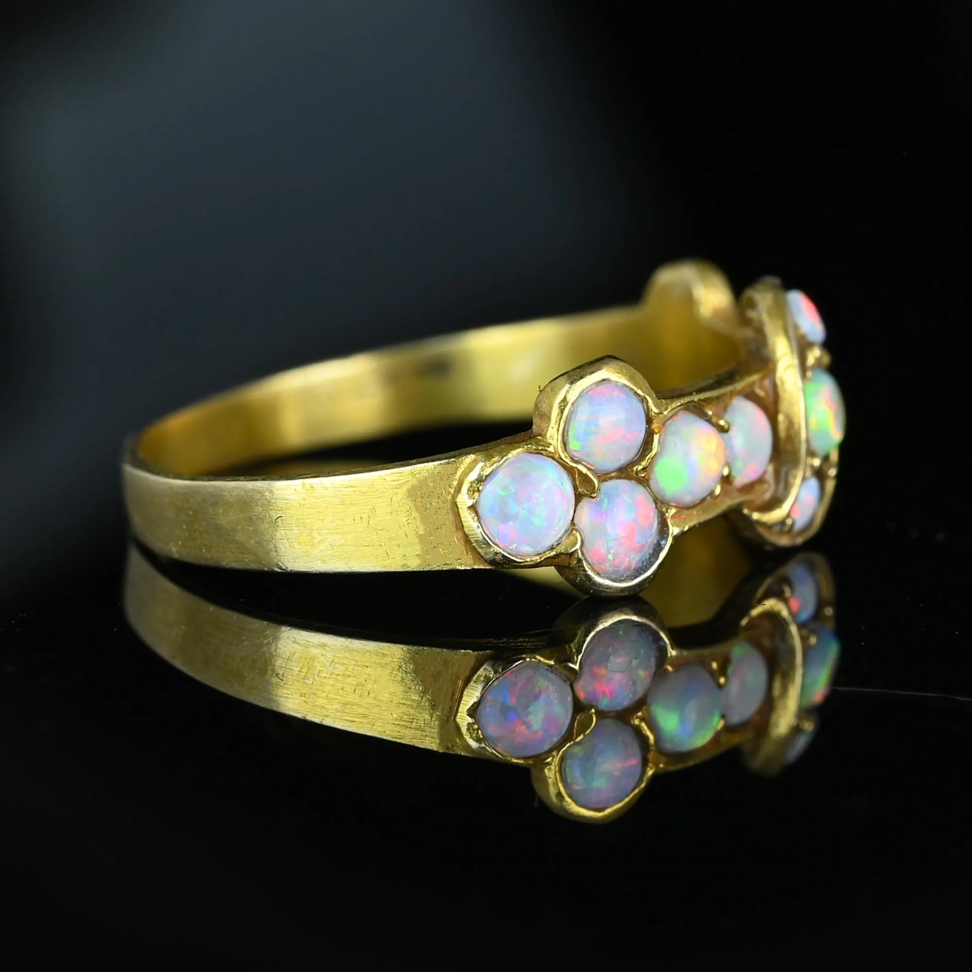 Antique Victorian 14K Gold Half Hoop Opal Ring Band