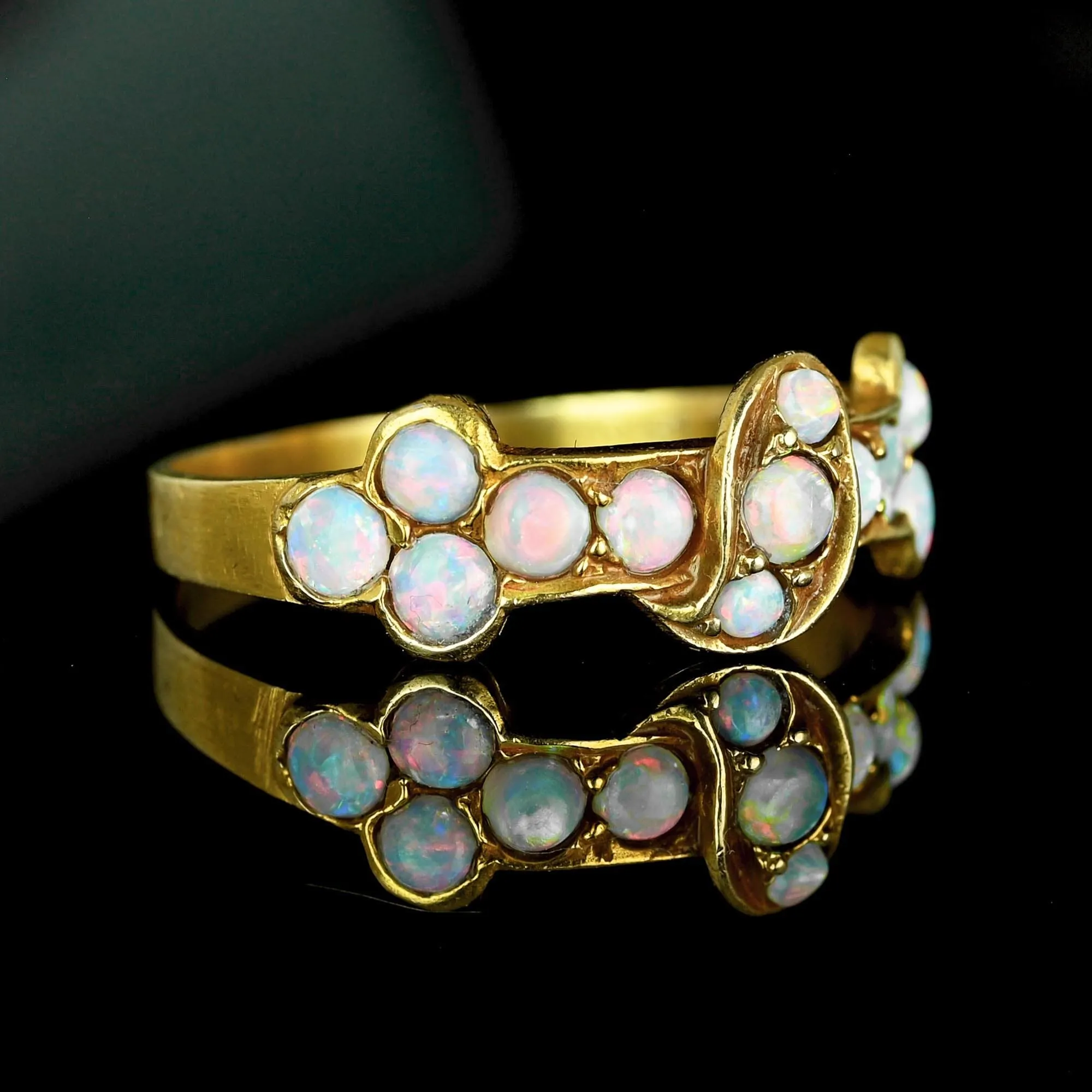 Antique Victorian 14K Gold Half Hoop Opal Ring Band