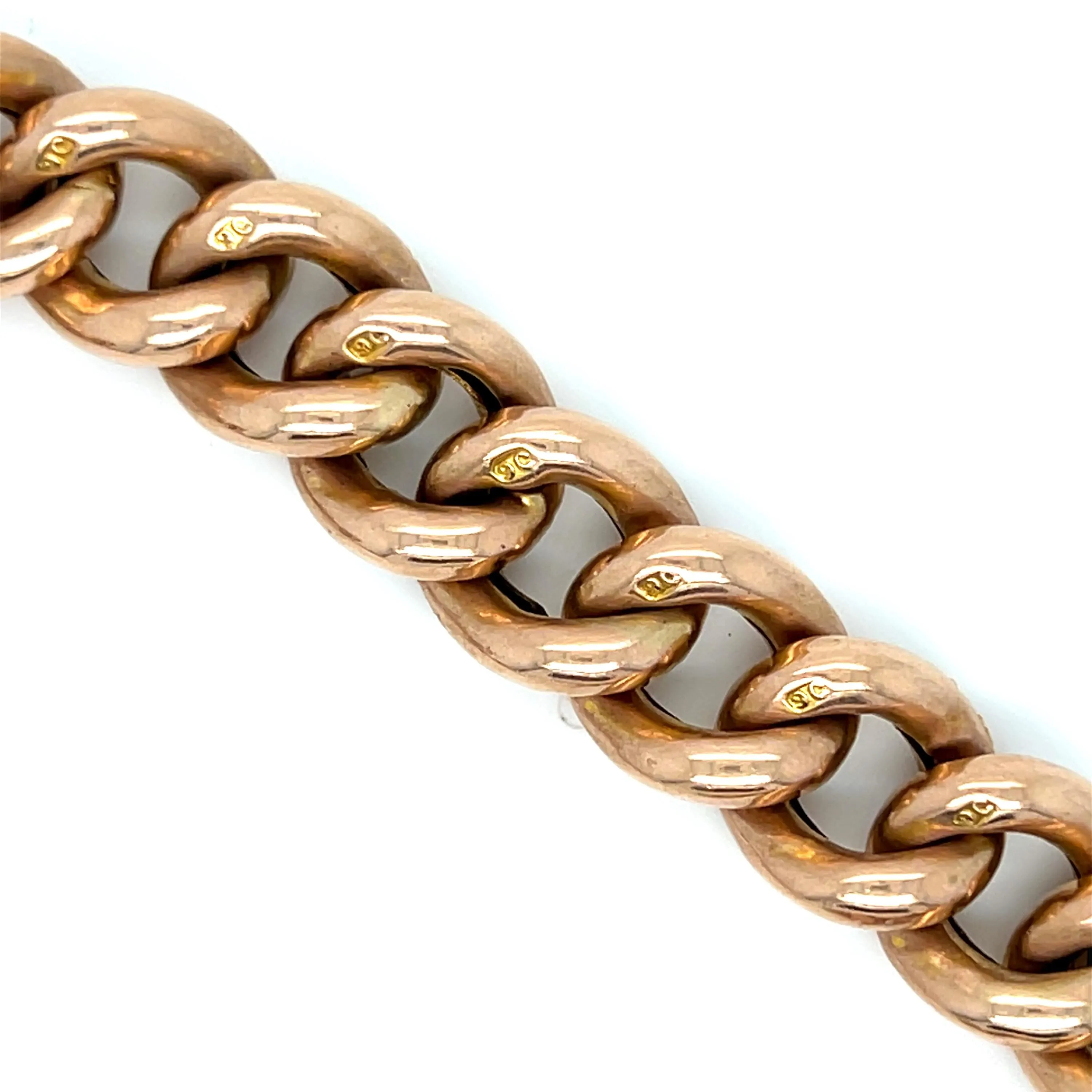 Antique Victorian 9K Rose Gold Bracelet Heart Padlock Bracelet.
