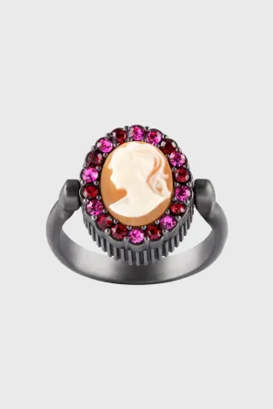 ANTIQUE VICTORIAN BROOCH CRYSTAL RING IN PEACH