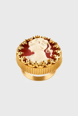 ANTIQUE VICTORIAN BROOCH GOLD-PLATED RING IN PEACH