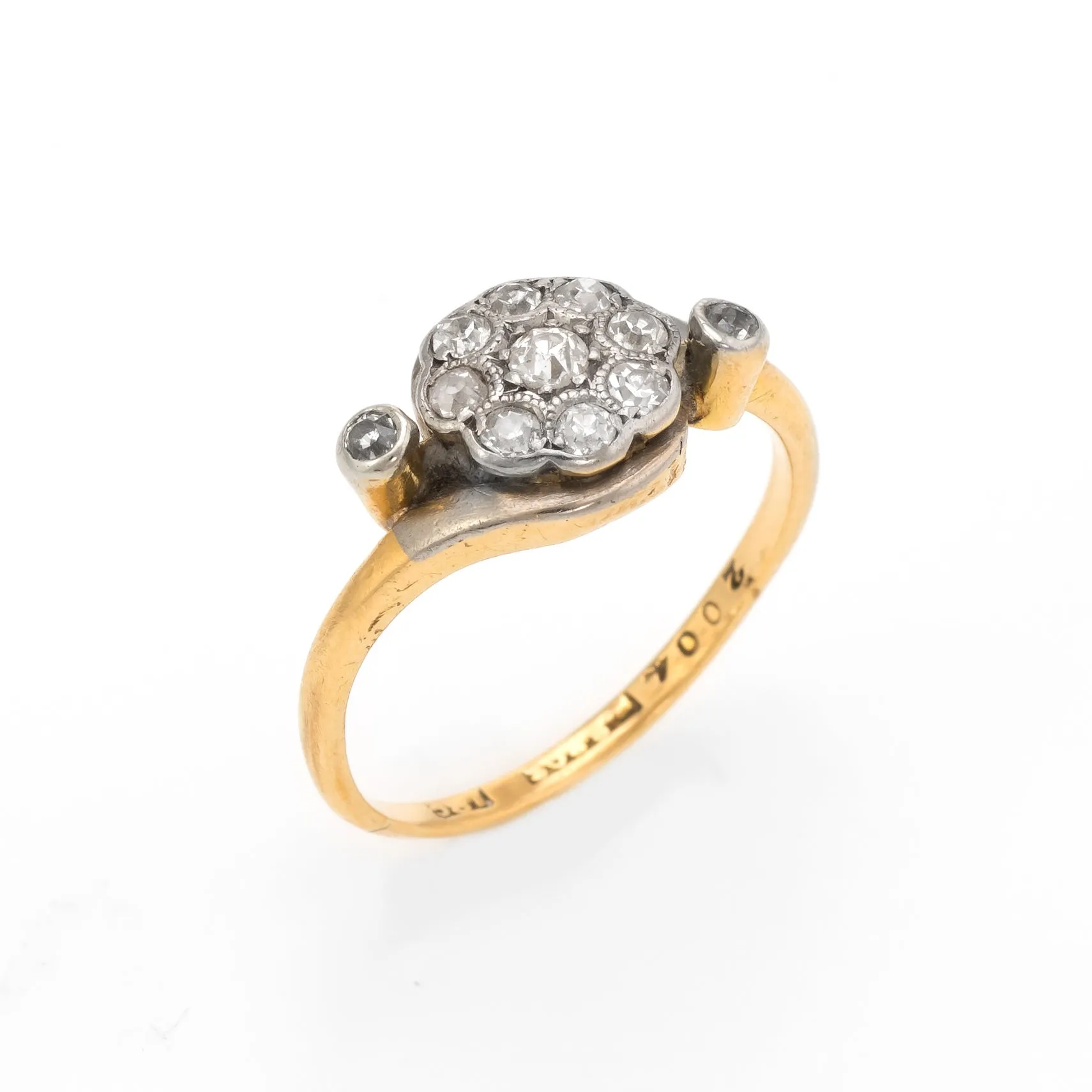 Antique Victorian Diamond Cluster Ring Vintage 18k Gold Platinum Engagement Fine