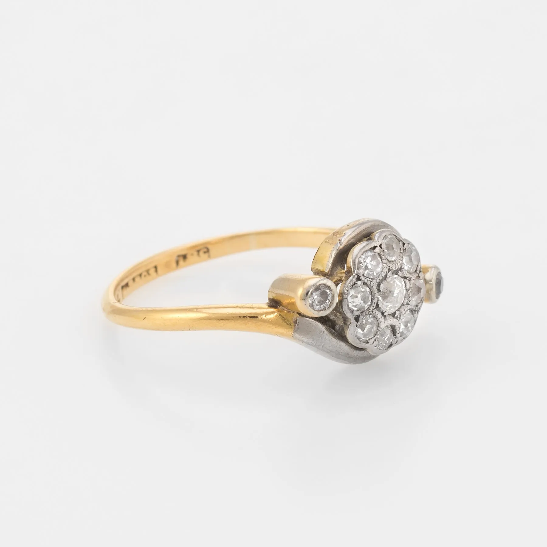 Antique Victorian Diamond Cluster Ring Vintage 18k Gold Platinum Engagement Fine